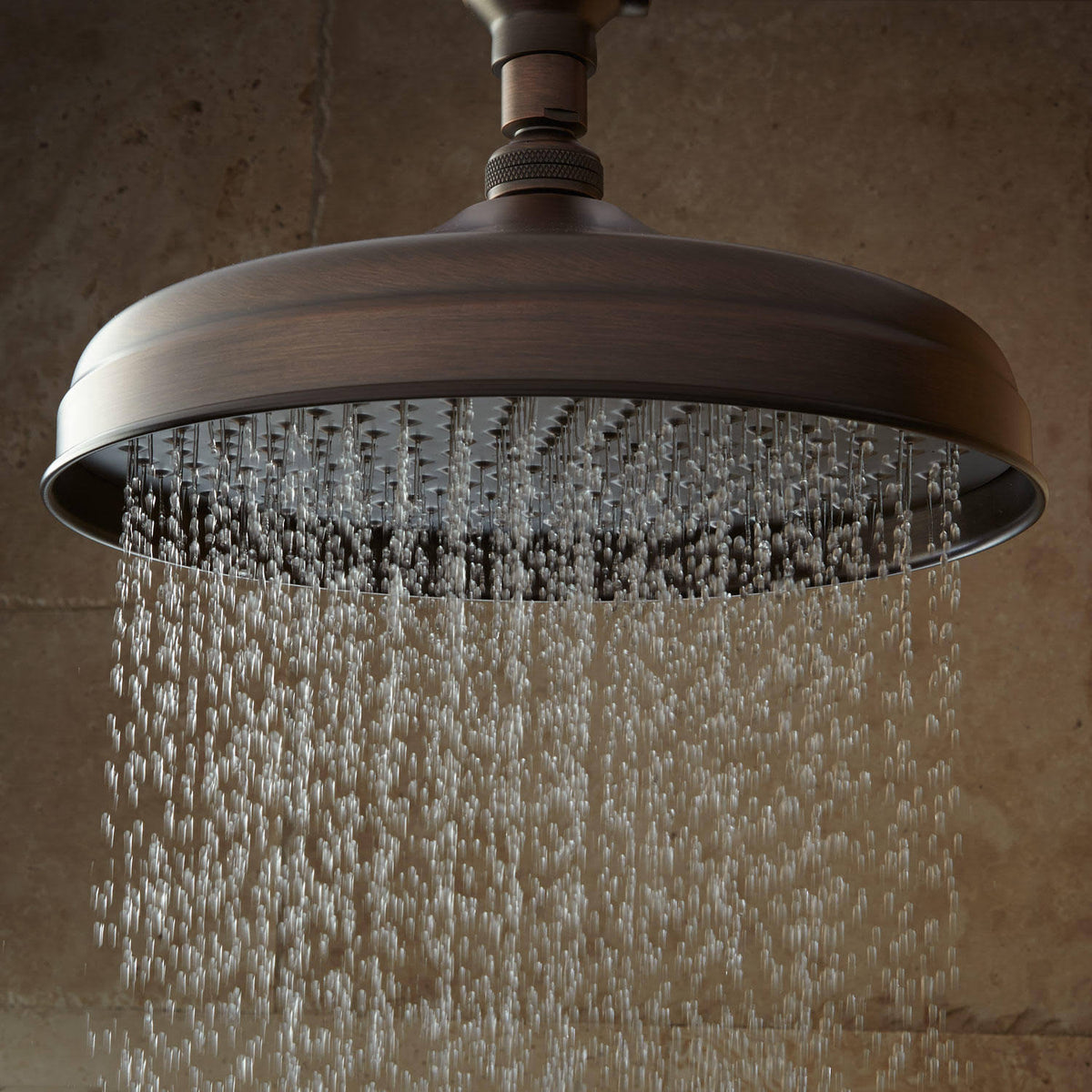 Chrome Rainfall Shower Head with Ornate Arm H425
