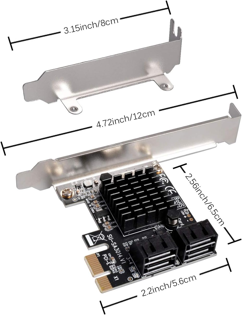 SATA Card 4 Port PCI Express Controller with Low Profile Bracket B212815