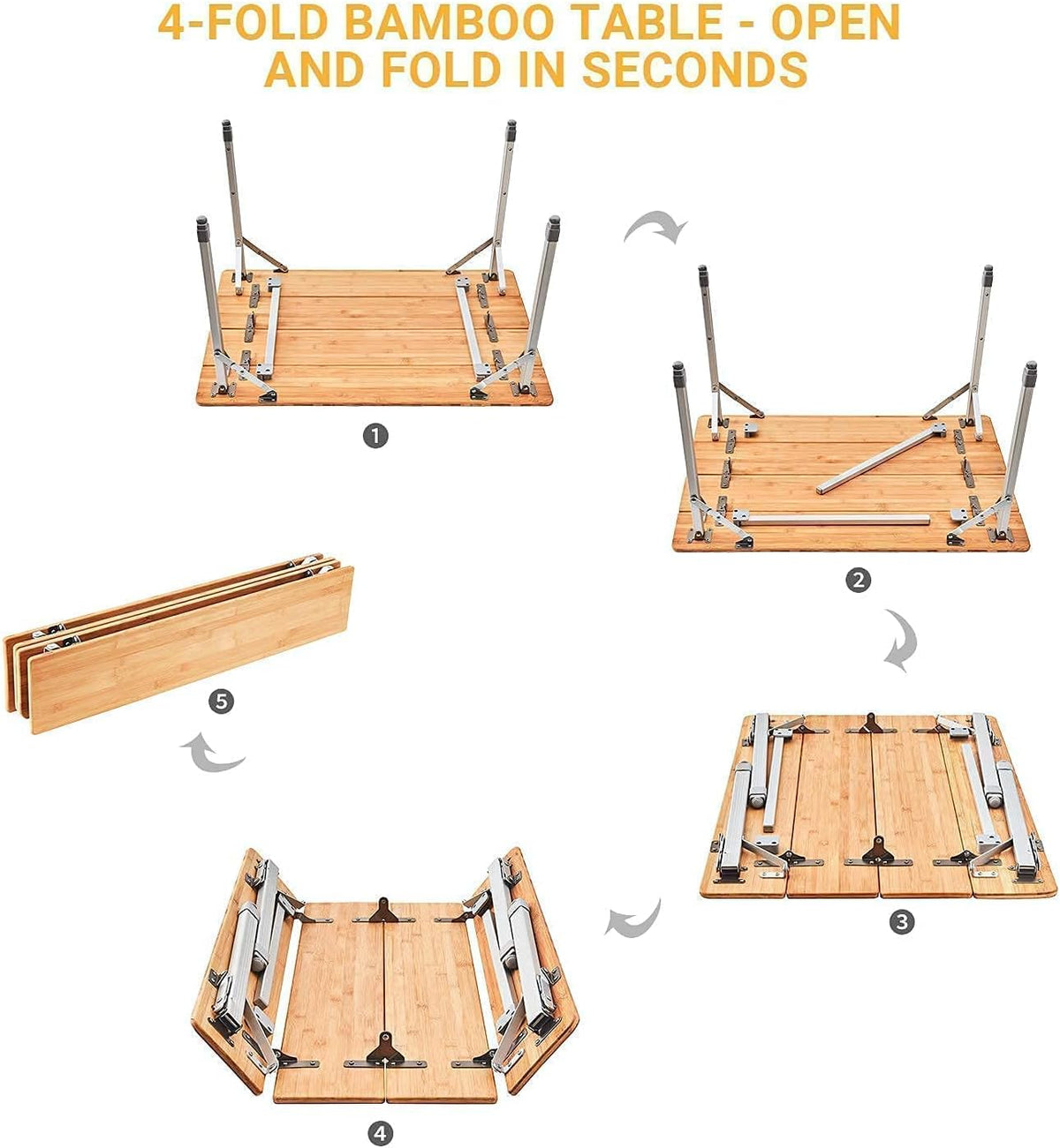 Bamboo Folding Camping Table with Carry Bag A50313