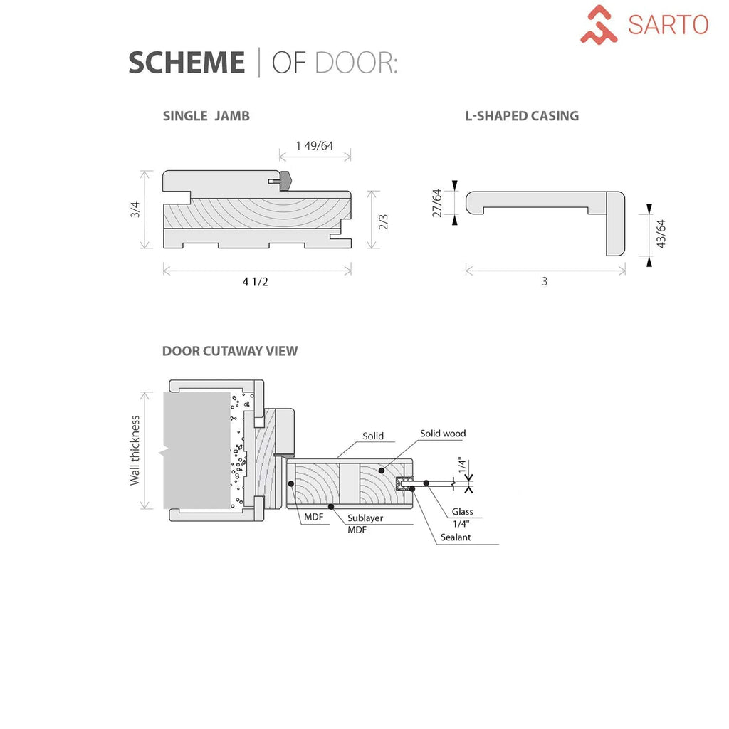 Solid French Door 36" x 80" Painted Black H8569