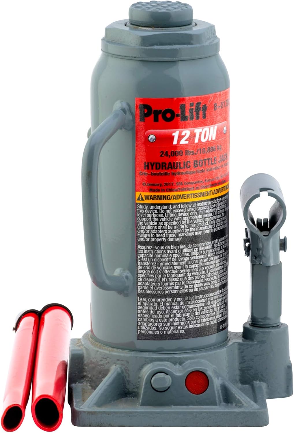 Grey Hydraulic Bottle Jack 12 Ton Capacity Pack of 2 T61743