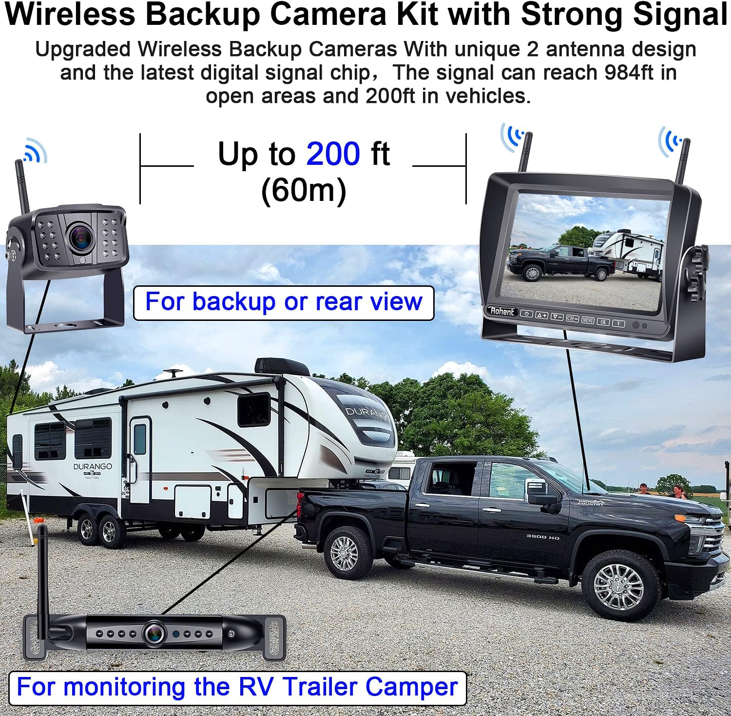 Wireless Backup Camera System with 7 Inch Monitor and 2 Cameras F213103