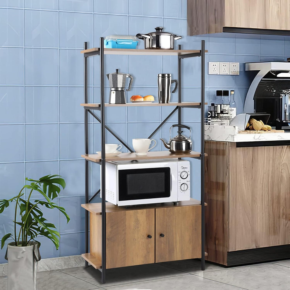 4-Tier Kitchen Storage Shelf with Cabinet X5030
