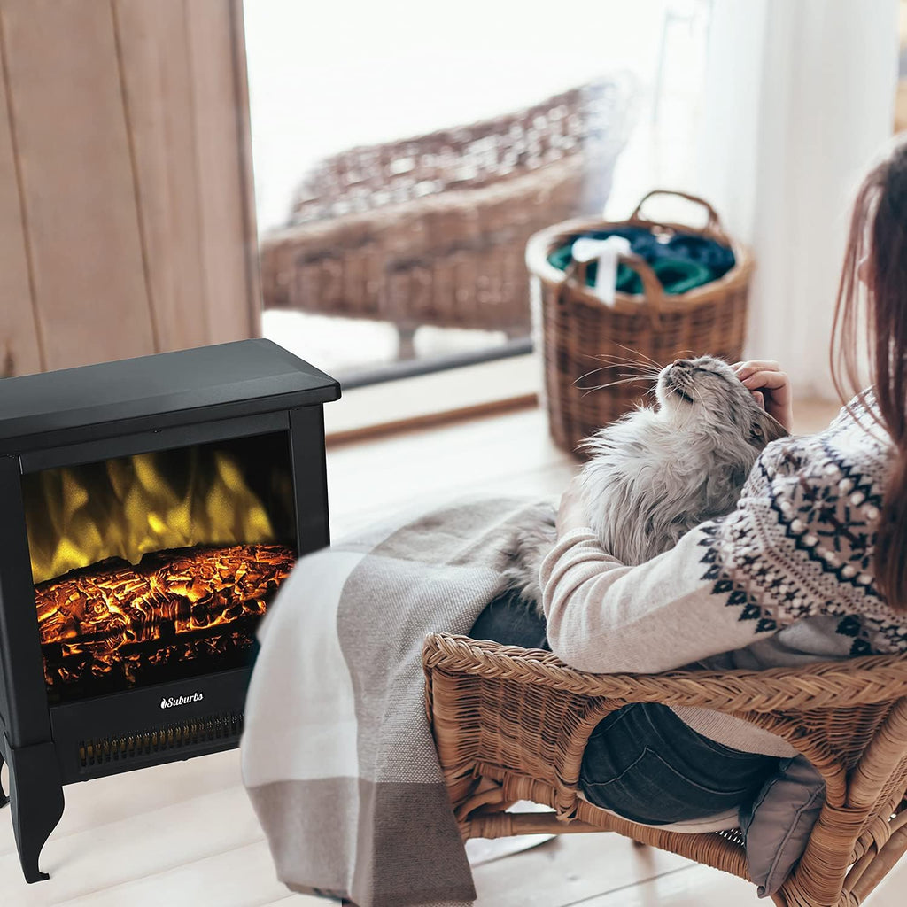 Compact Electric Fireplace Stove, Freestanding, 18" 1400W D9440