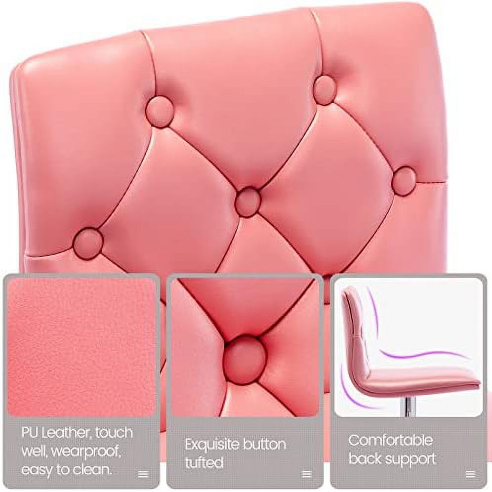 Tufted Adjustable PU Leather Swivel Barstools with Back Armless Counter Height Chairs H90303