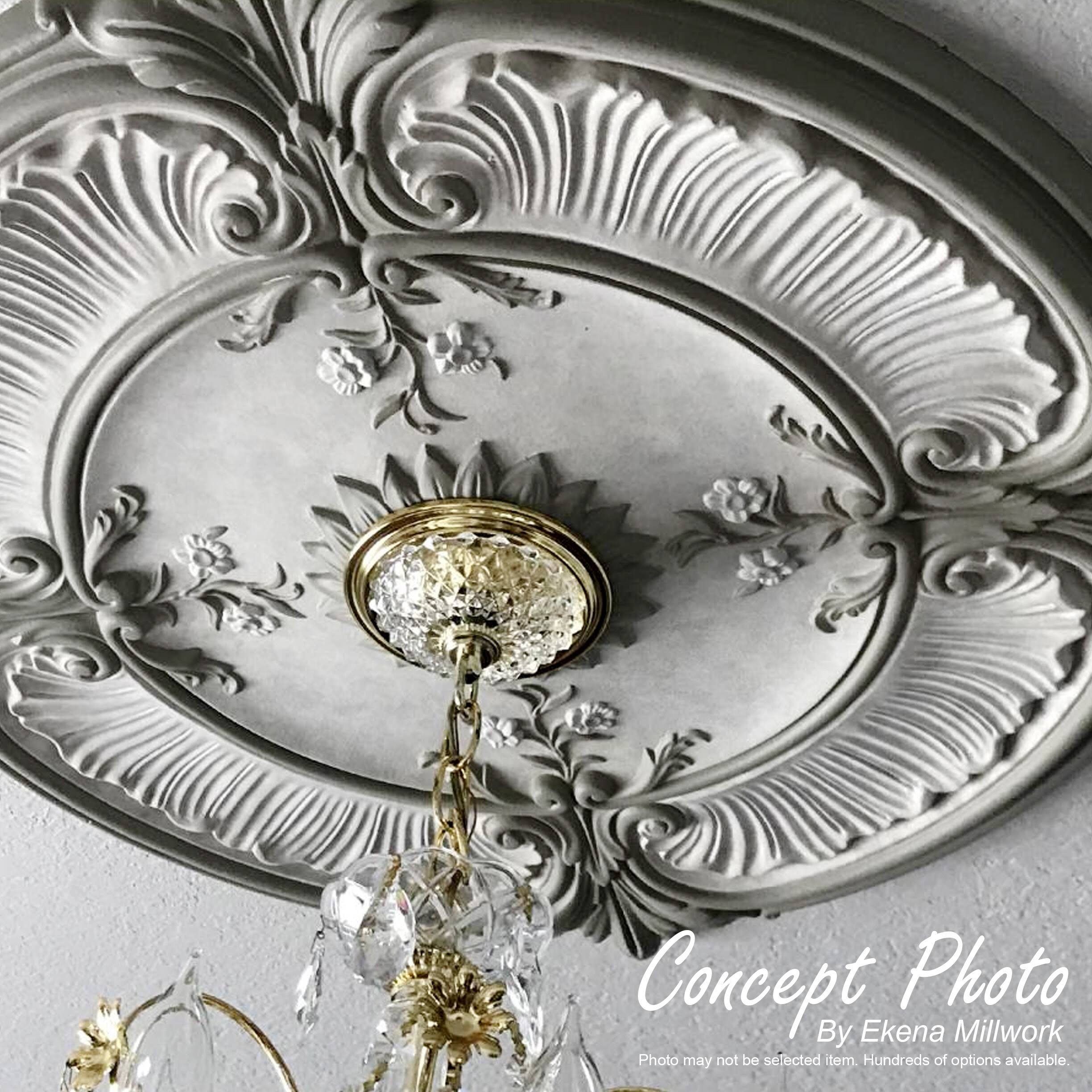 23 5/8x22OD x 3 7/8x22ID x 2 1/8x22P Hand-Painted Ceiling Medallion Y840