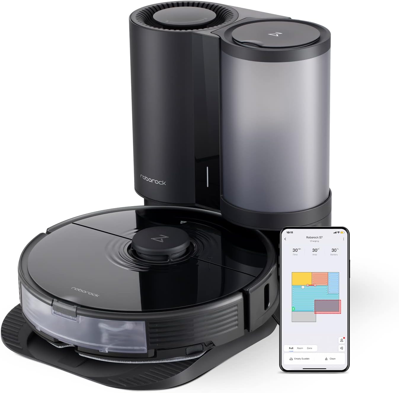 White Robot Vacuum and Sonic Mop with Auto-Empty Dock R67402