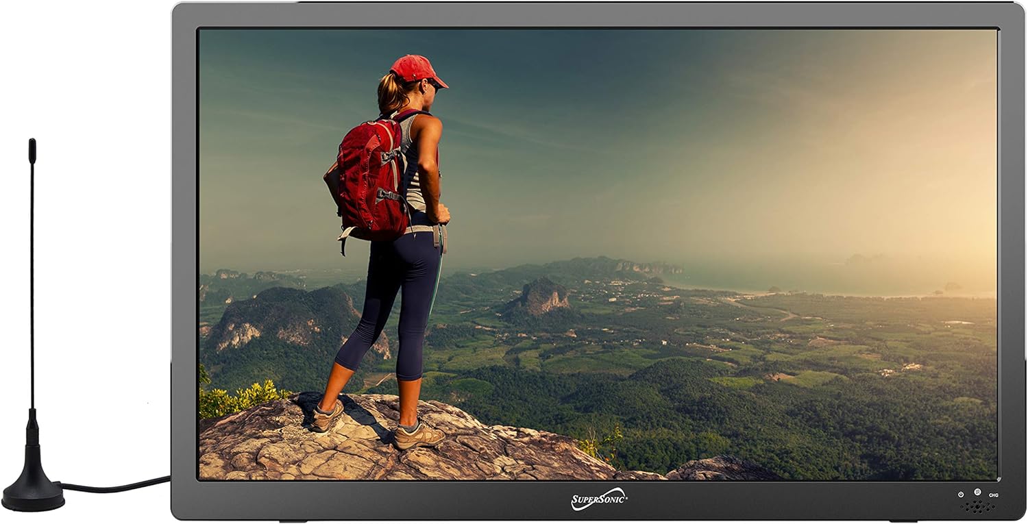 13 Portable Widescreen LED TV with USB/SD Inputs, HDMI, FM Radio, Rechargeable Battery A84102