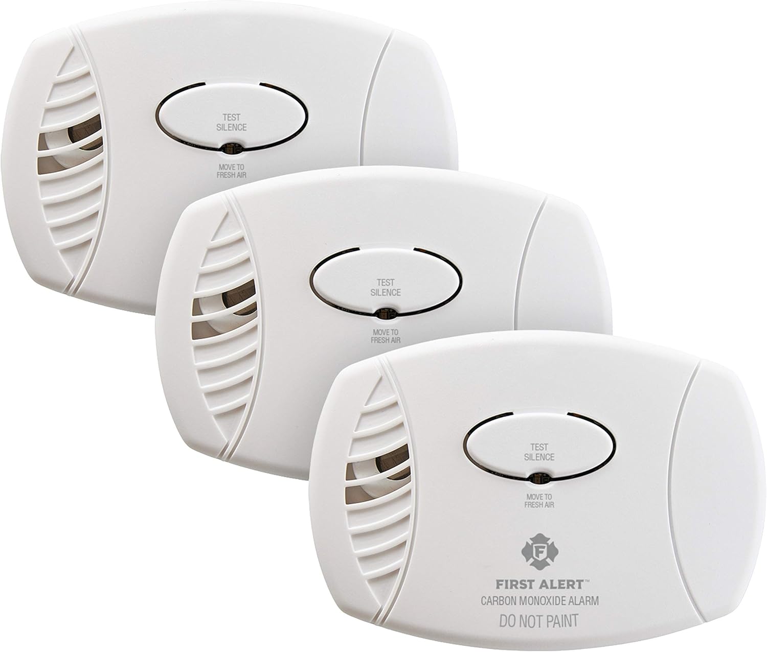 Carbon Monoxide Detector, Battery Operated, White, 3-Pack V170807