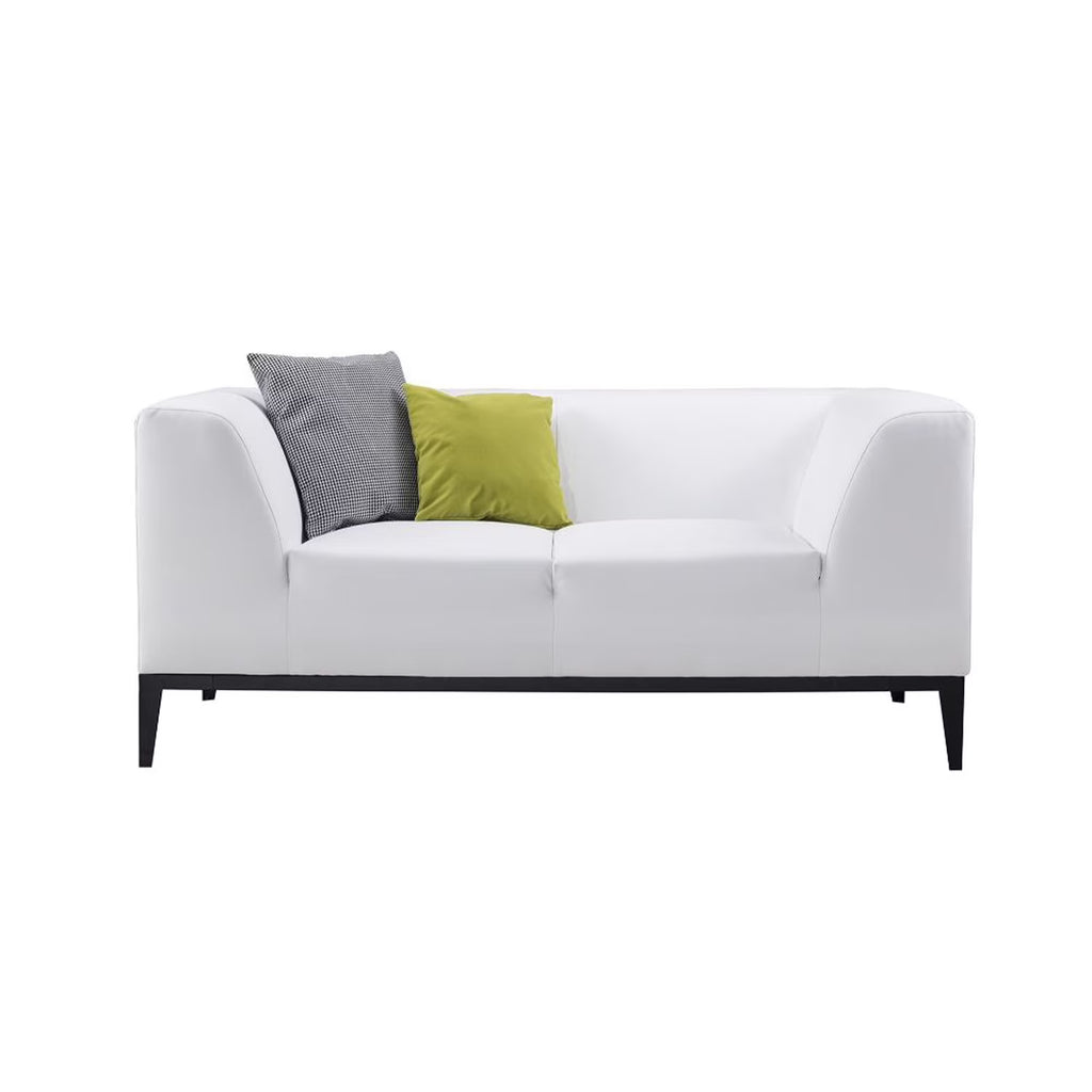 White and Black Faux Leather Wooden Loveseat P5766