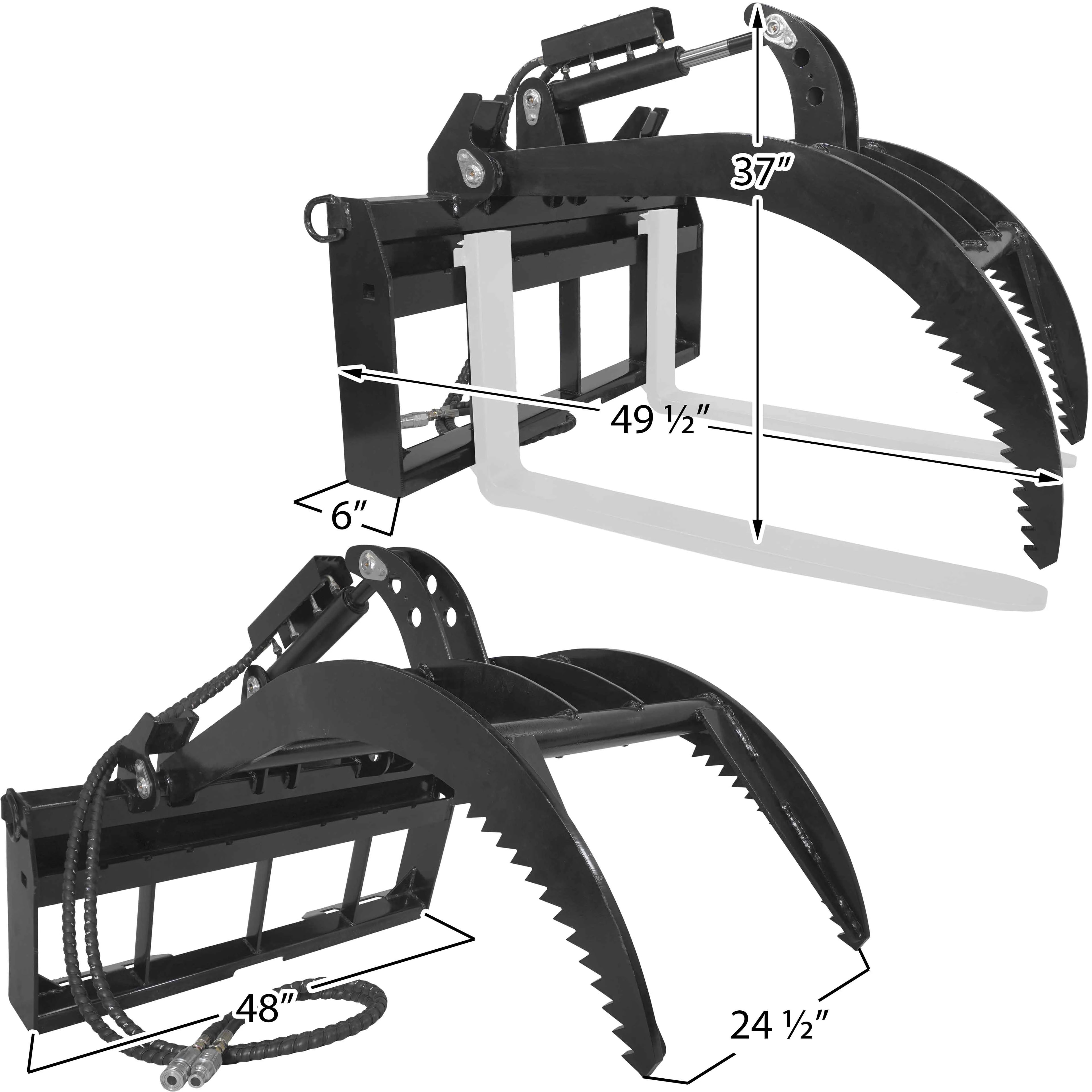 Hydraulic Skid Steer Pallet Fork Grapple Attachment with 42in Fork Blades N106116