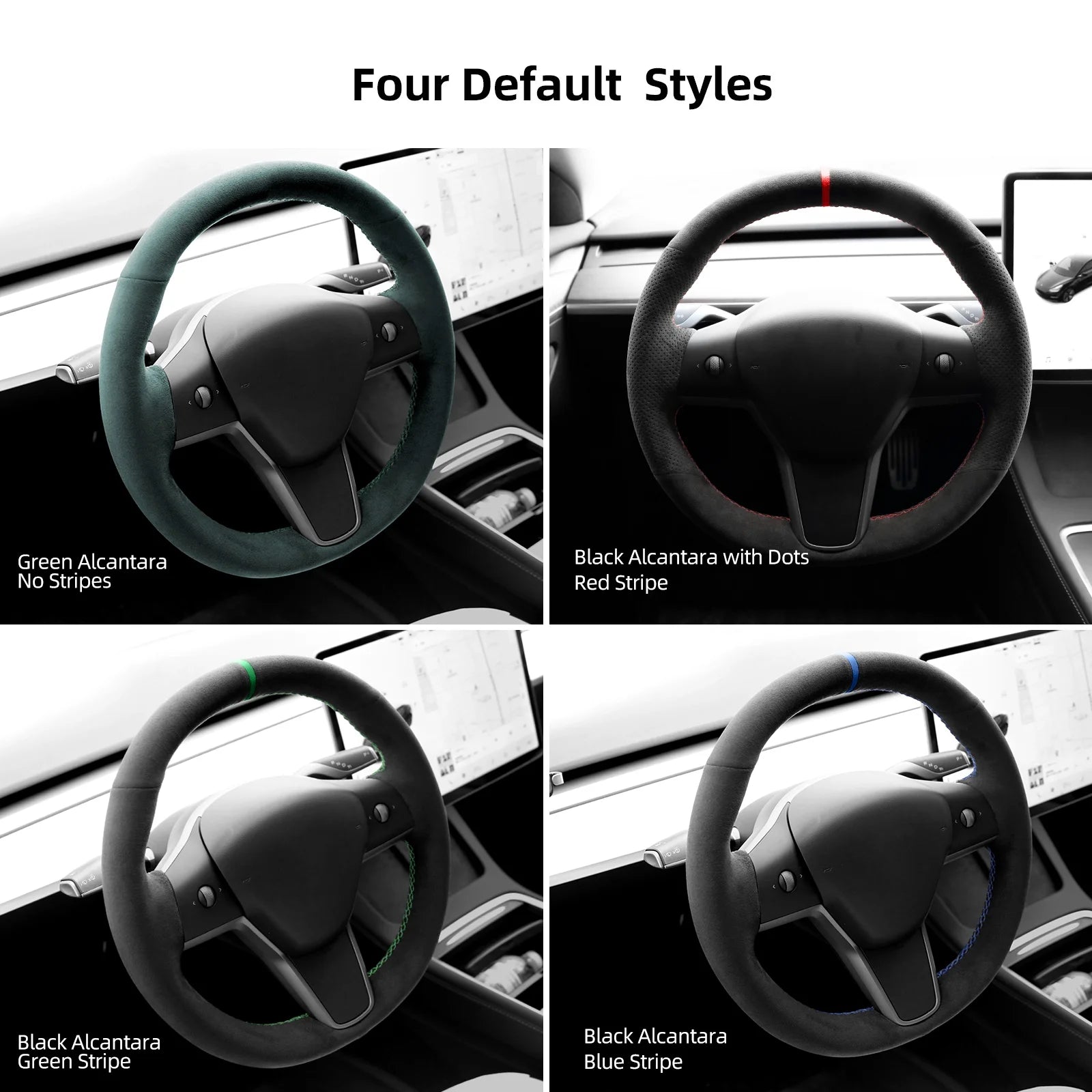 Green Alcantara Car Steering Wheel Cover D6026