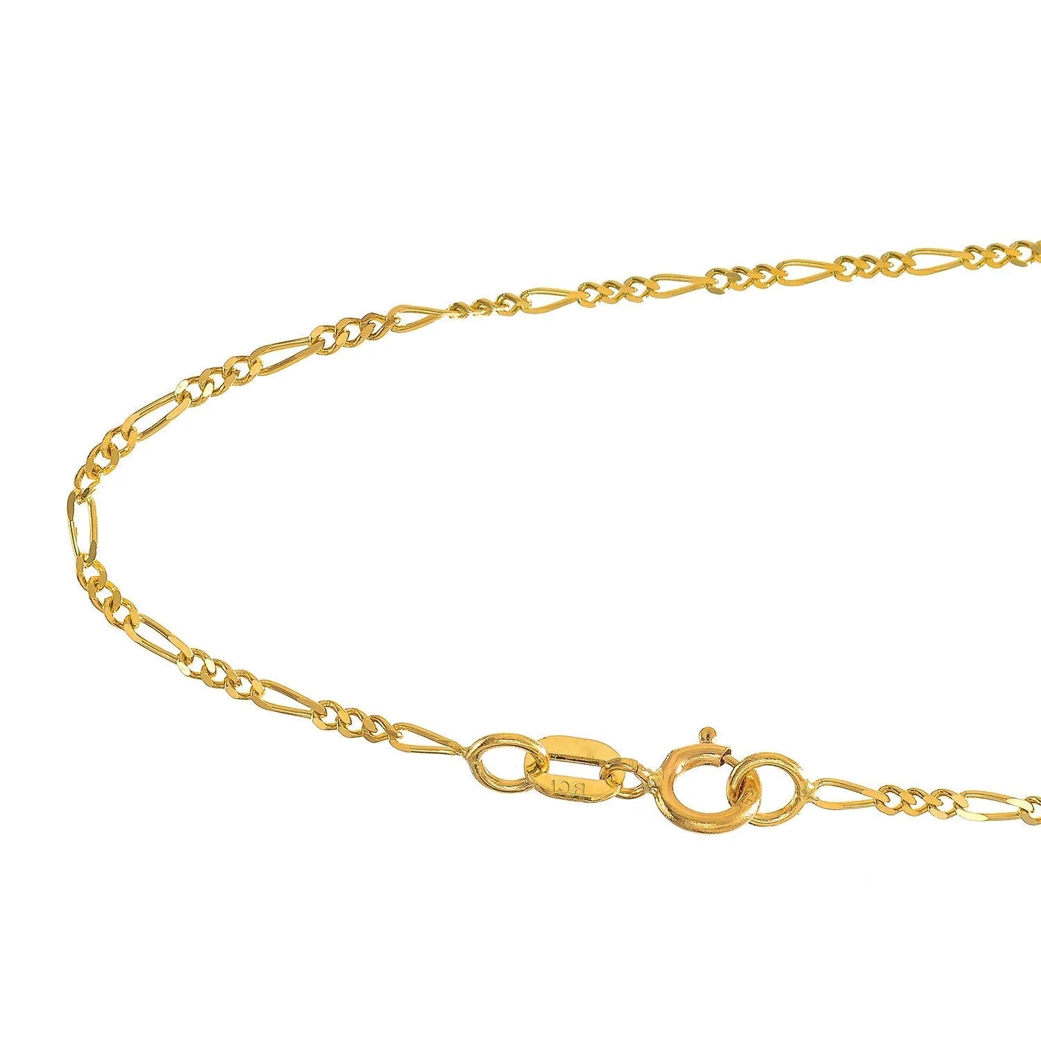 14k Solid Yellow Gold Figaro Chain Necklace, 18 Inches X818076