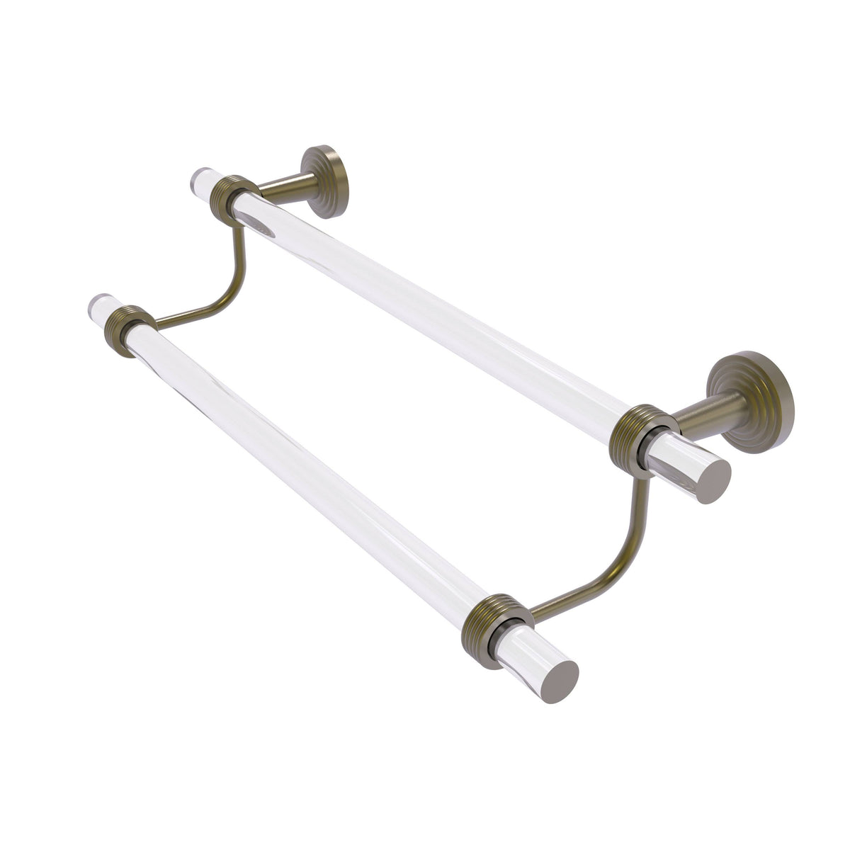 Double Towel Bar with Groovy Accents - Antique Brass - 30 inch D840702
