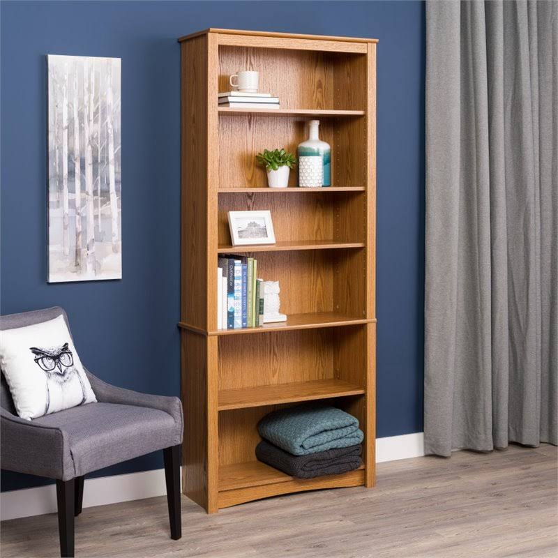 6 Shelf Wood Bookcase in Oak C573