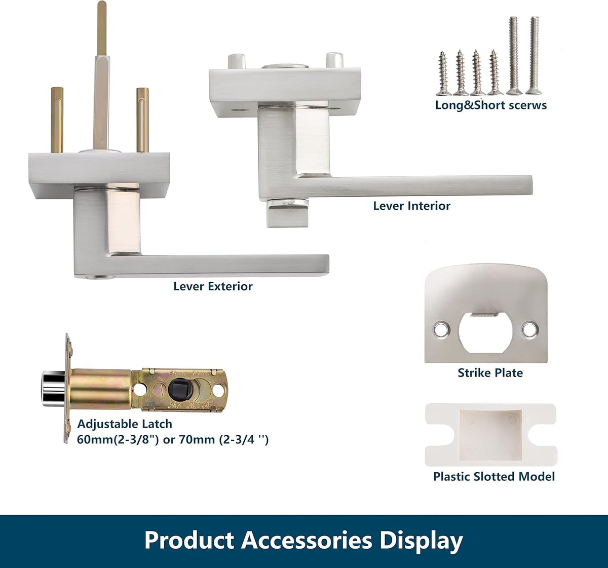 Satin Nickel Square Privacy Door Levers (2 Pack) M7872