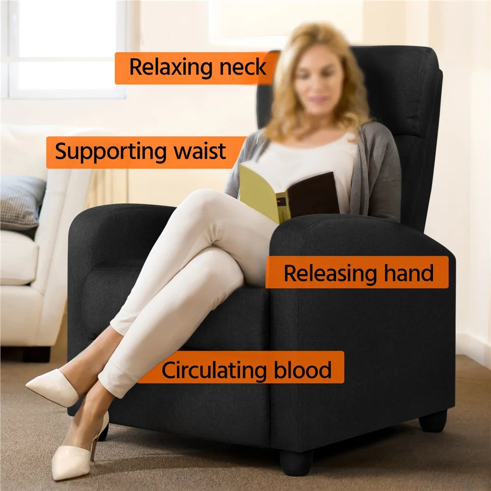 Black Fabric Recliner Set of 2 U856