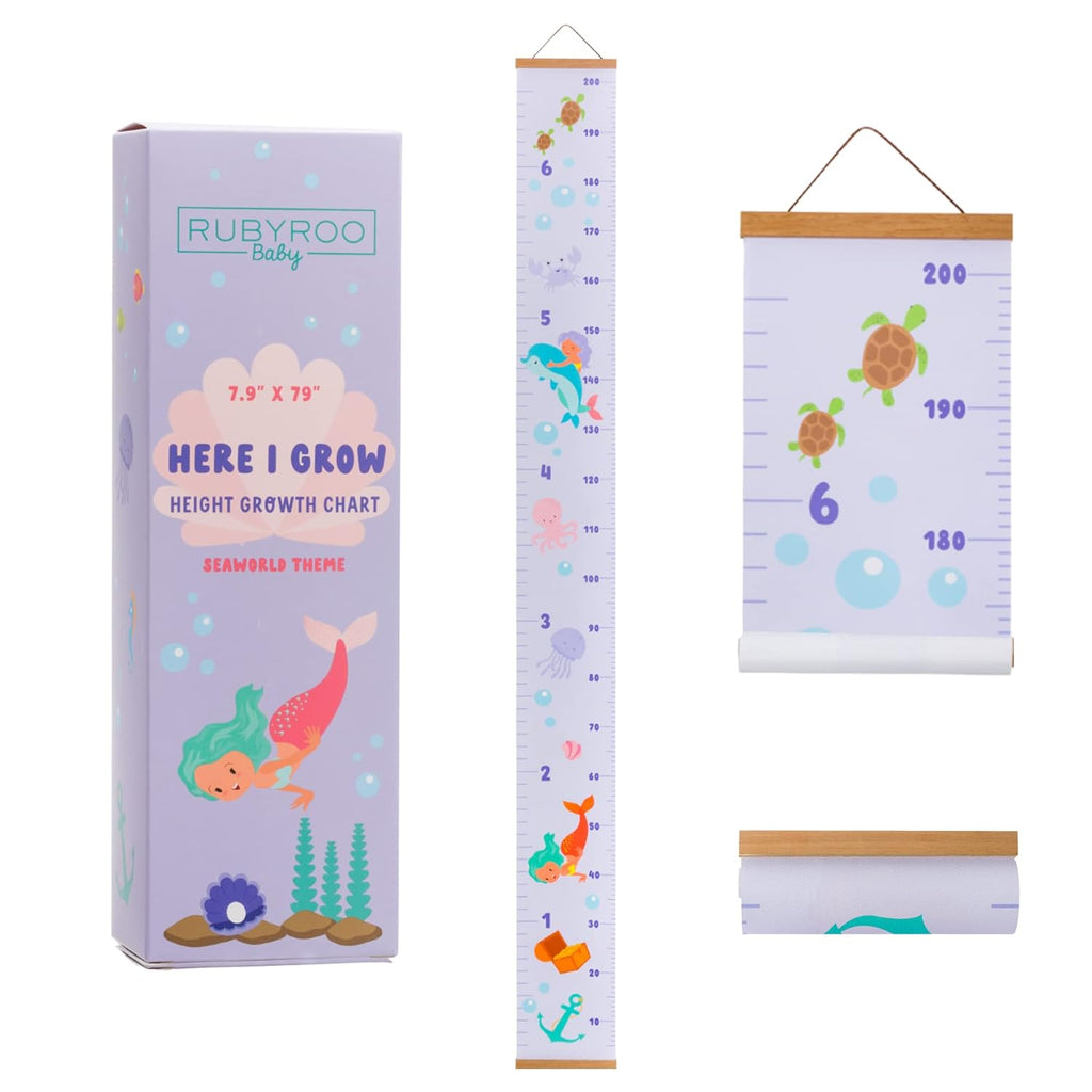 Adventure Theme Removable Roll Up Canvas Children Height Measure Chart with Wood Frame A45717