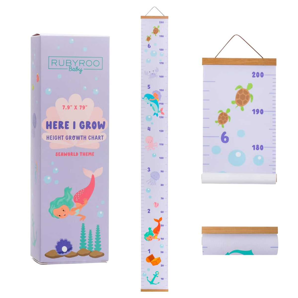 Adventure Theme Removable Roll Up Canvas Children Height Measure Chart with Wood Frame A45717