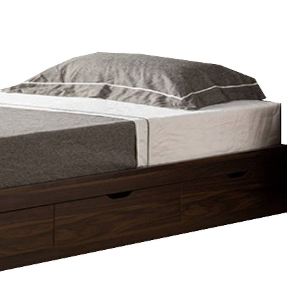 Dark Walnut Brown Wooden Twin Size Chest Bed with 3 Drawers C601941