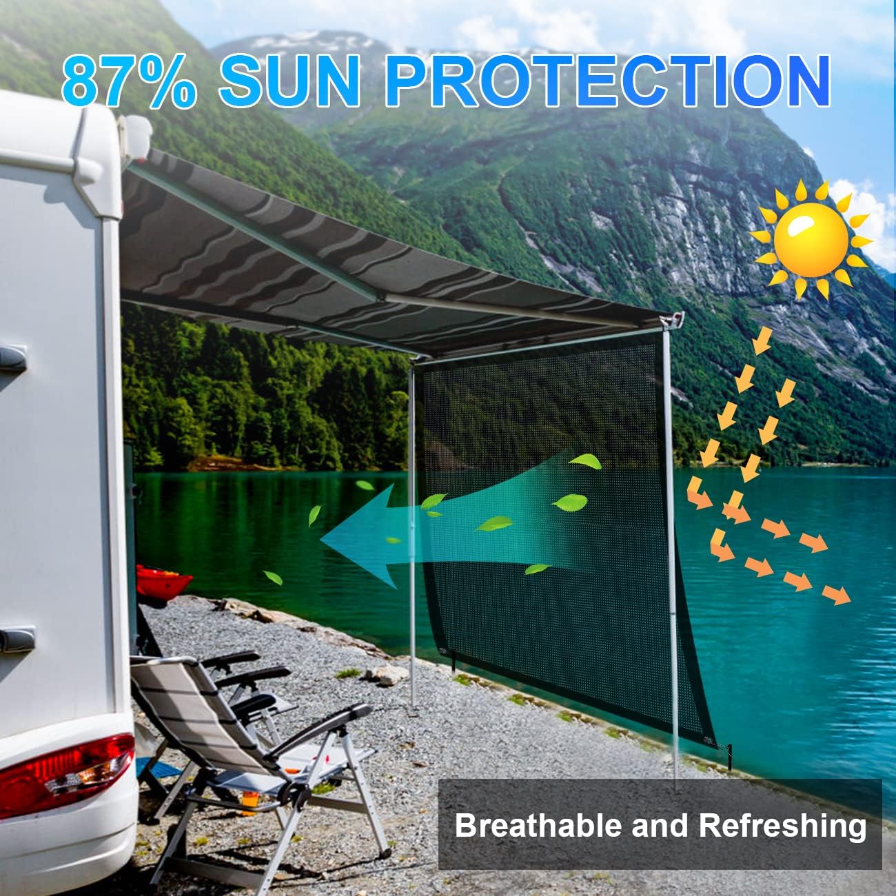 RV Awning Sun Shade Screen Mesh 15.5'x9' A601923