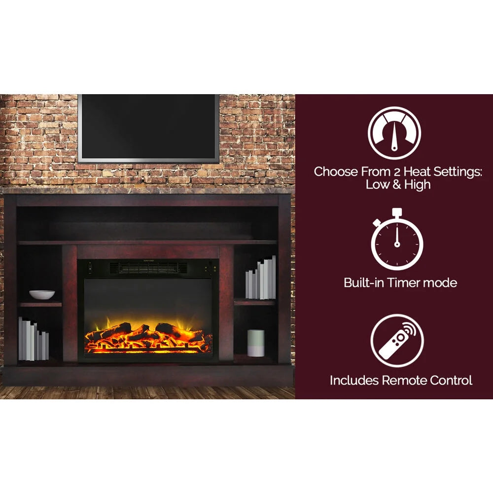 Freestanding Electric Fireplace with Log Insert, Cherry V65335