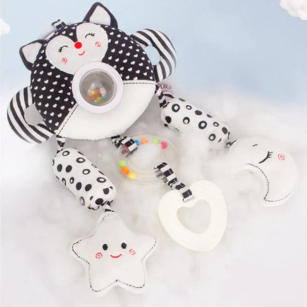 High Contrast Black and White Soft Plush Baby Rattle Toys B753435