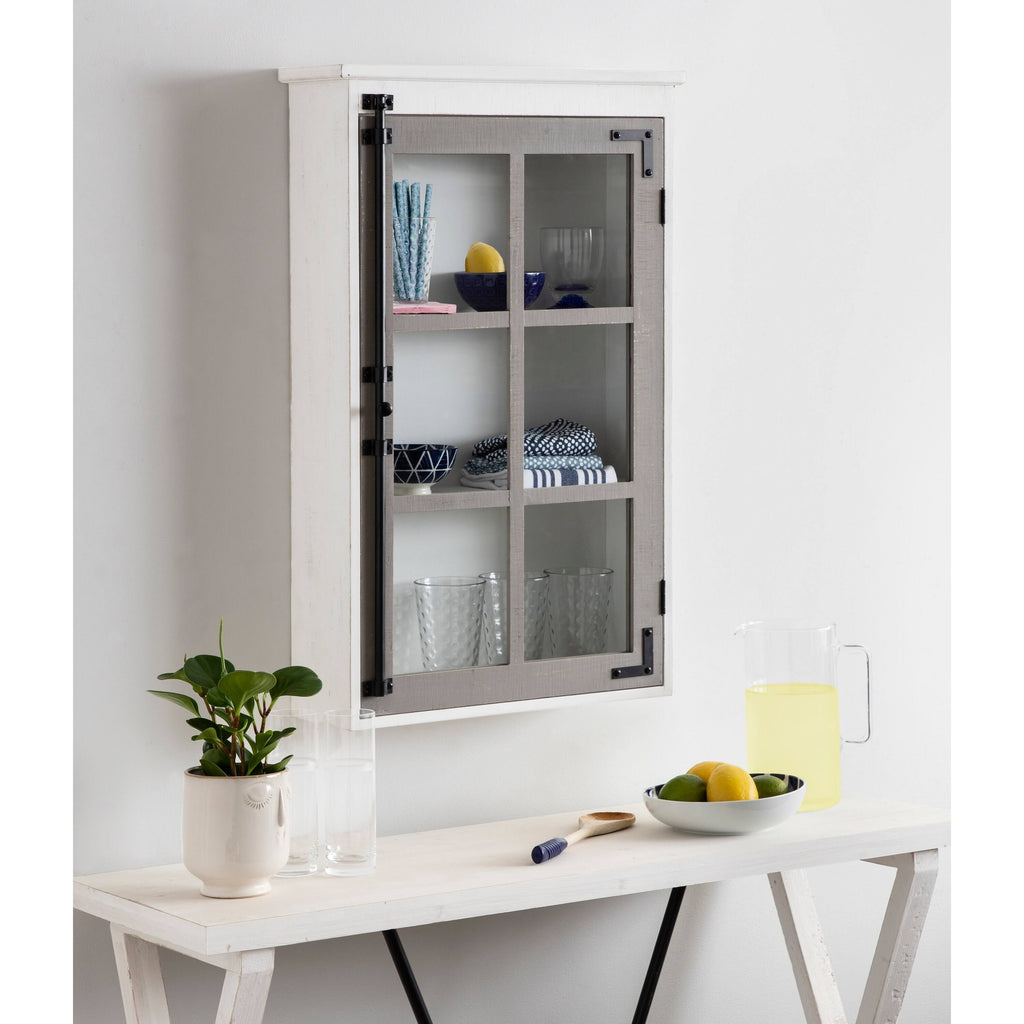 White/Gray One Door Wood Wall Cabinet L445