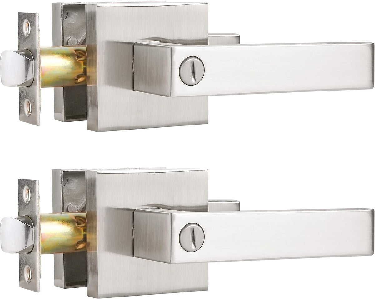 Satin Nickel Square Privacy Door Levers (2 Pack) M7872