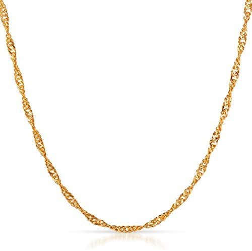 10K Yellow Gold 1.5mm Singapore Pendant Chain Necklace H8777