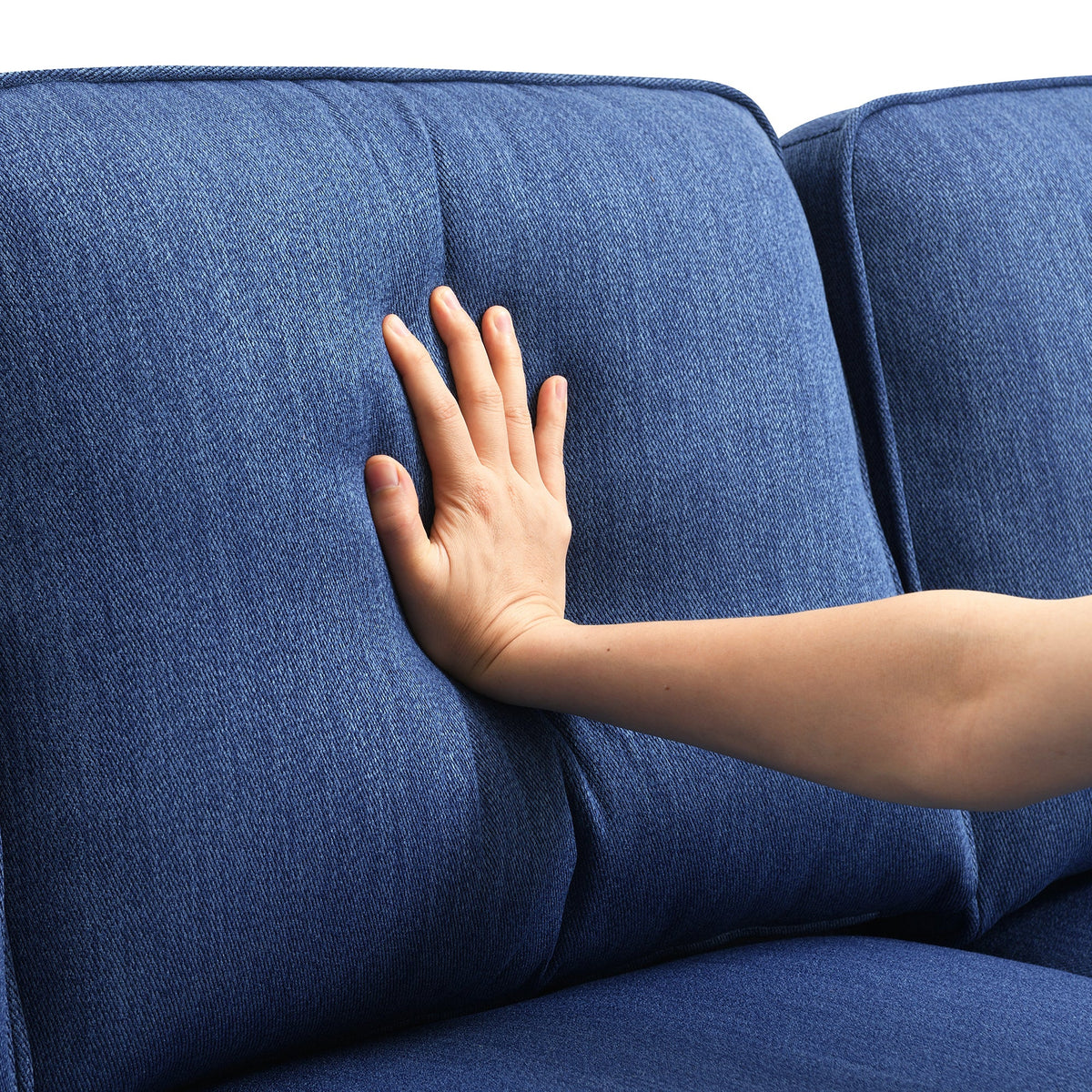 Blue Linen Fabric L-shaped Sectional Sofa L17245