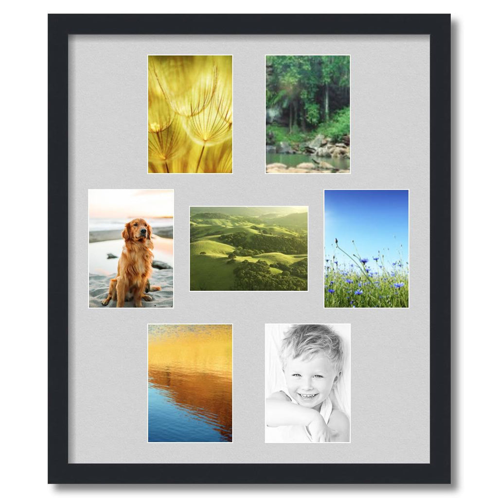 Satin Black Picture Frame with 7 openings for 5x7 Photos R3605