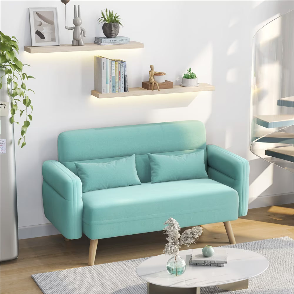 Aquamarine 2 Seater Sofa with Solid Wood Legs X97586