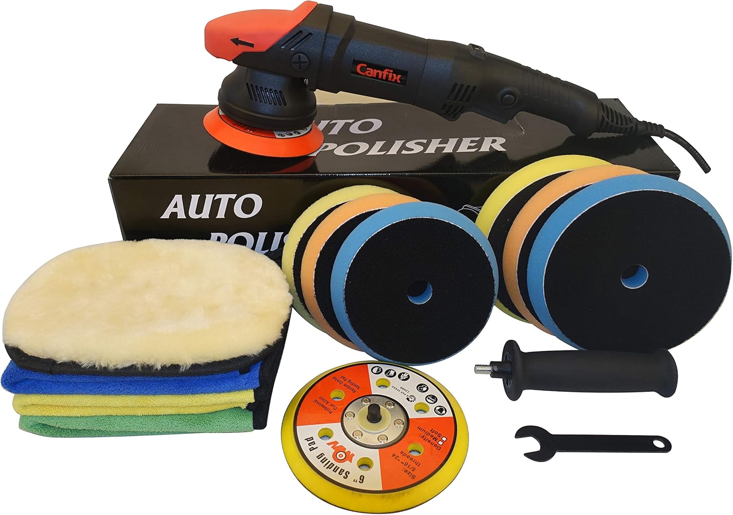 Dual Action Orbital Car Polisher with 5" and 6" Pads Pack of 2 B68864