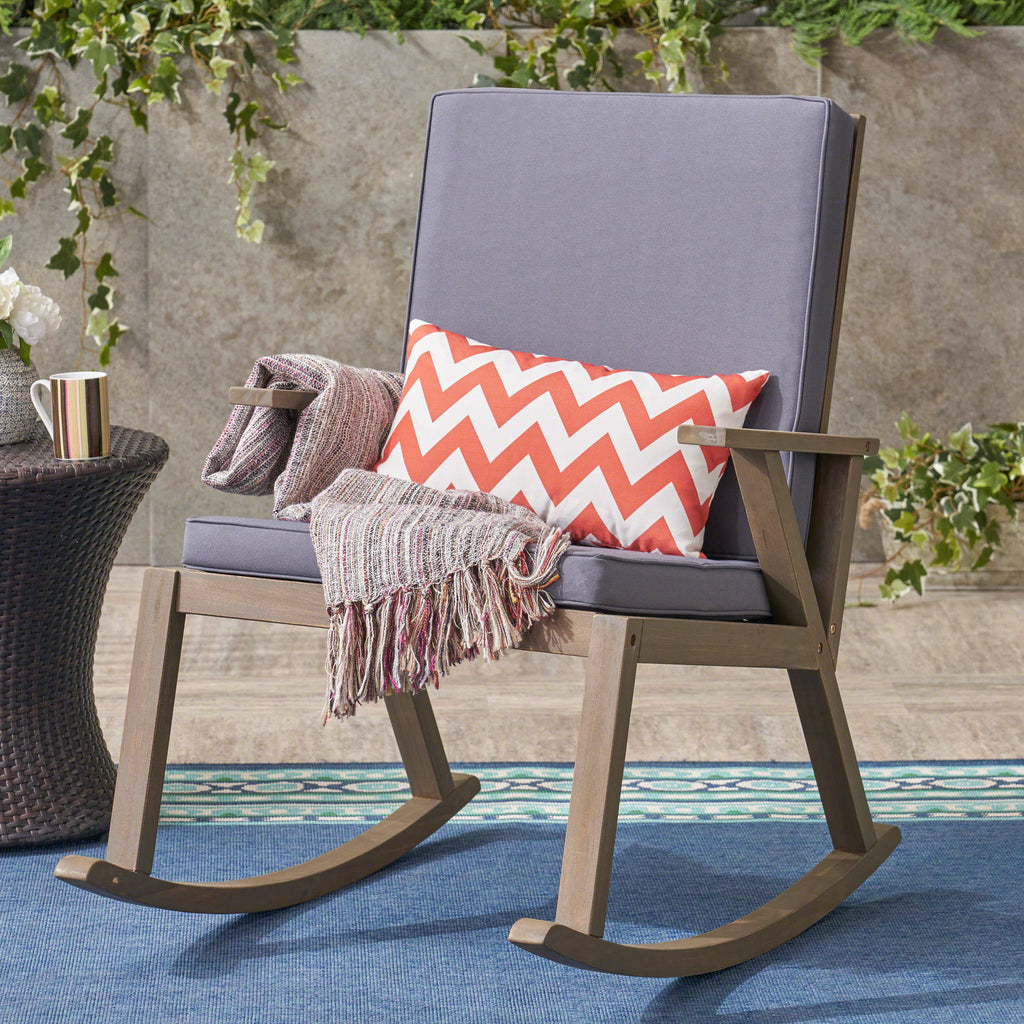Gray Acacia Wood Rocking Chair P7746