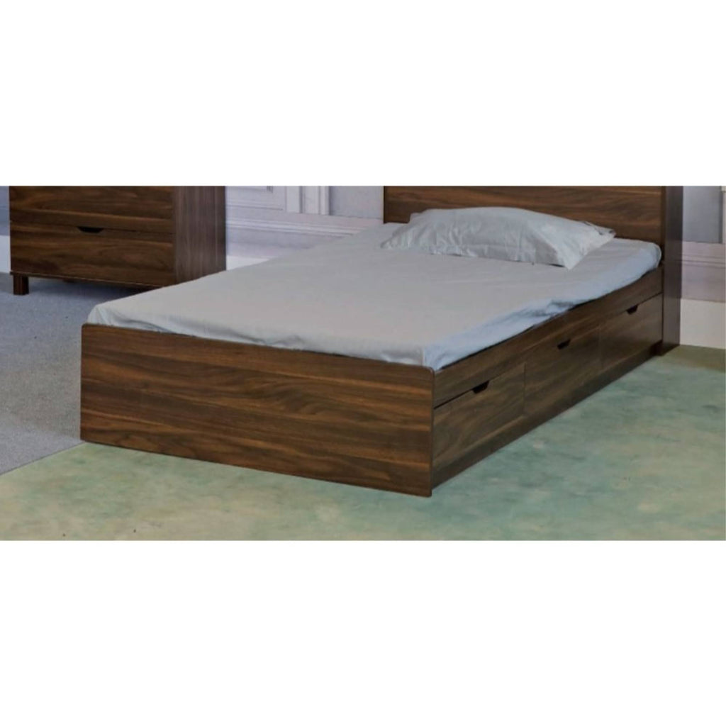 Dark Walnut Brown Wooden Twin Size Chest Bed with 3 Drawers C601941