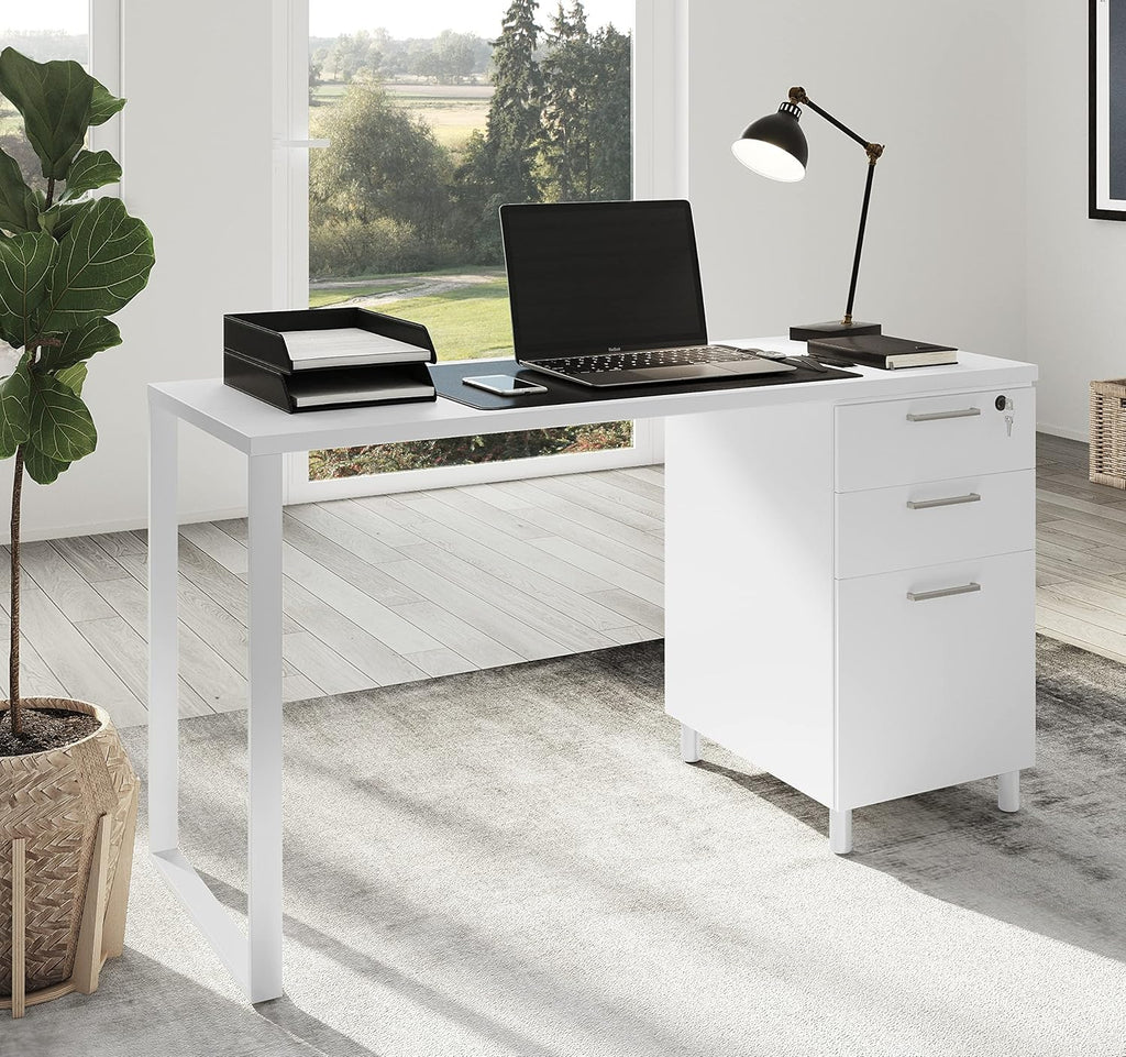 47 Inch Computer Desk with 3 Detachable Locked Drawers N3488