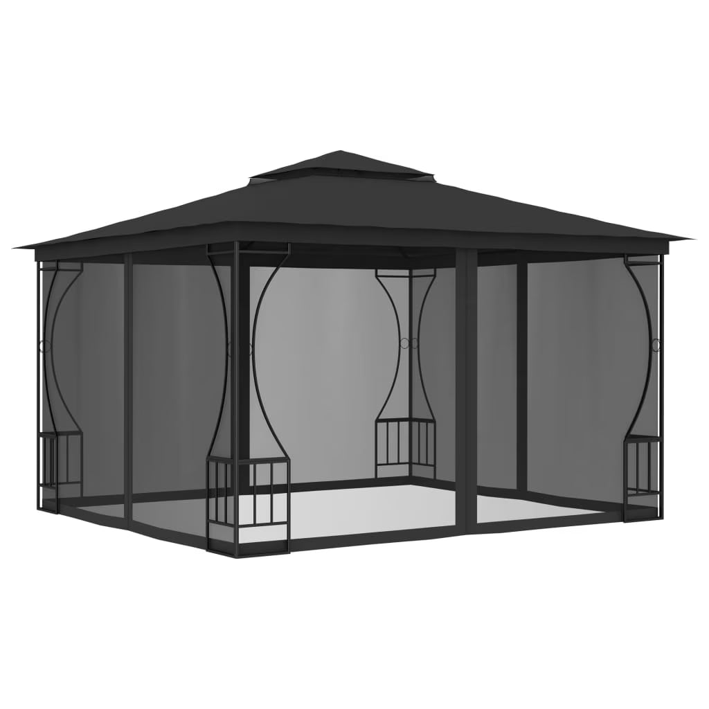 Gazebo with Nets 9.8'x9.8'x8.7' Anthracite I37849