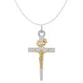 18K Gold Rhodium-Plated Sterling Silver Crucifix Charm Pendant with Sterling Silver Cable Chain Necklace O633807