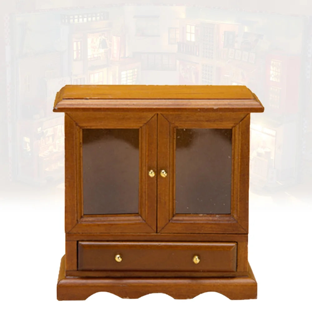 Walnut 1/12 Miniature Dollhouse Cupboard Cabinet D3395