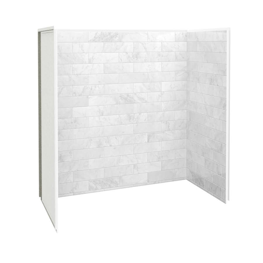 Marble Carrara Fiberglass/Plastic Composite Bathtub Wall Surround W411542