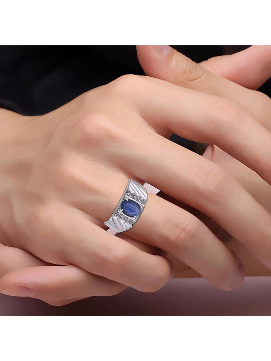 14K White Gold Oval Gemstone & Genuine Sparkling Diamond Ring E18660