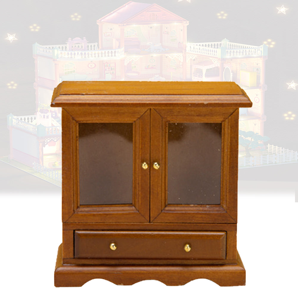 Walnut 1/12 Miniature Dollhouse Cupboard Cabinet D3395