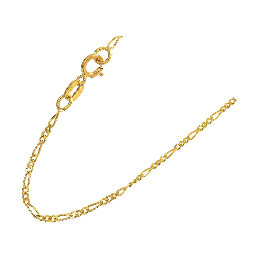 14k Solid Yellow Gold Figaro Chain Necklace, 18 Inches X818076