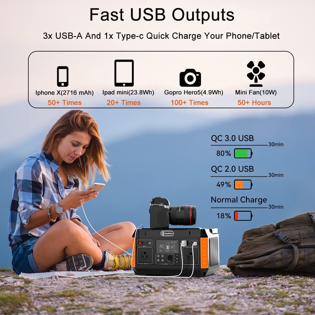 560W Portable Power Station, 520Wh/140400mAh, 2x110V/560W AC Outlets, 5xDC Output, 4xUSB Outputs, Lithium Battery Pack N638074
