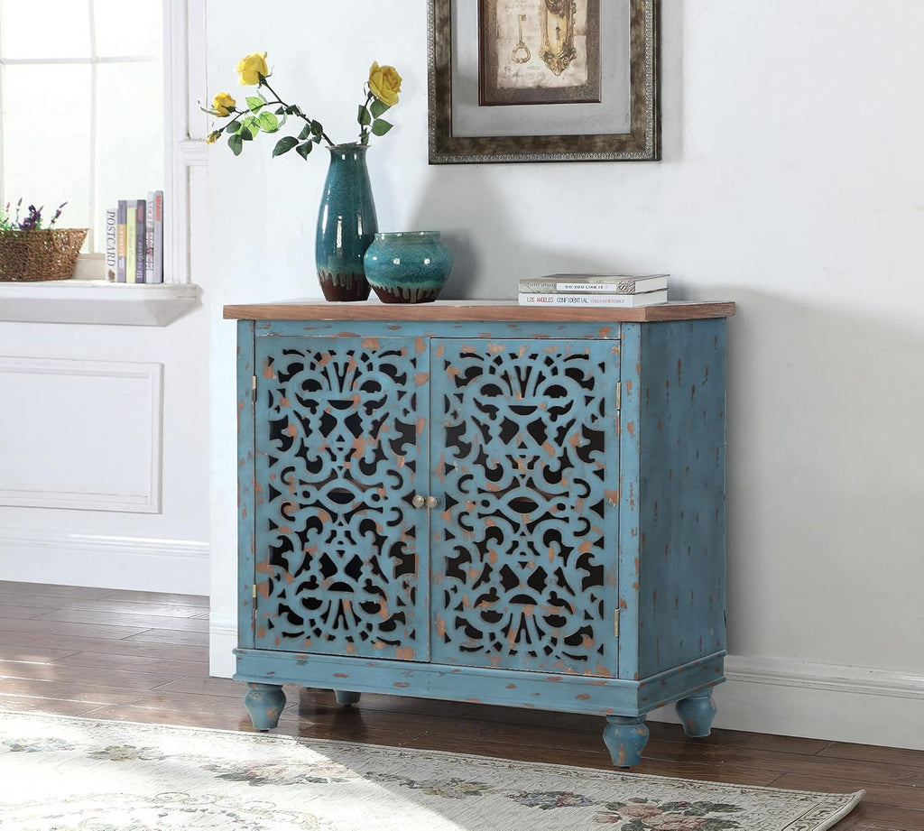 Grey 2 Doors Storage Cabinet with Drawer Buffet & Sideboard H61127