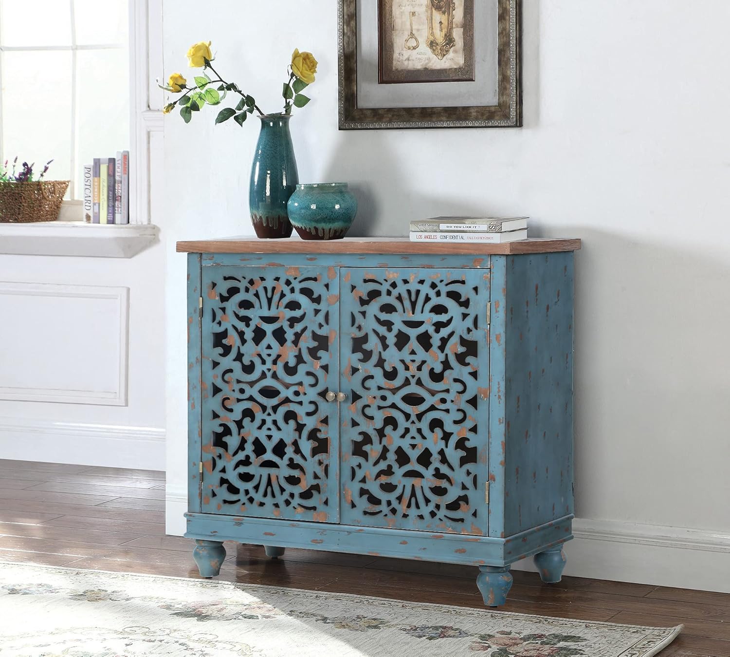 Grey 2 Doors Storage Cabinet with Drawer Buffet & Sideboard H61127