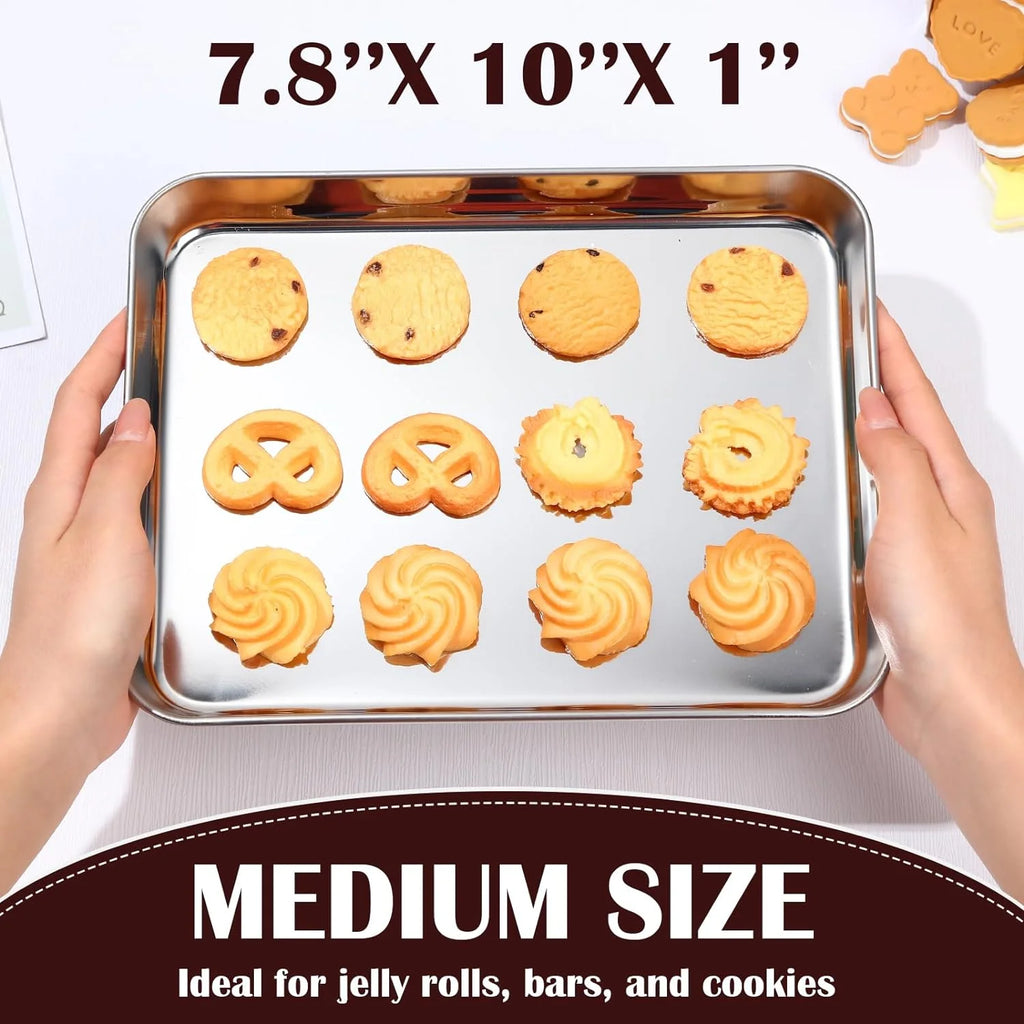 Set of 24 Stainless Steel Baking Sheet Pans 8 x 10 Inch E835249
