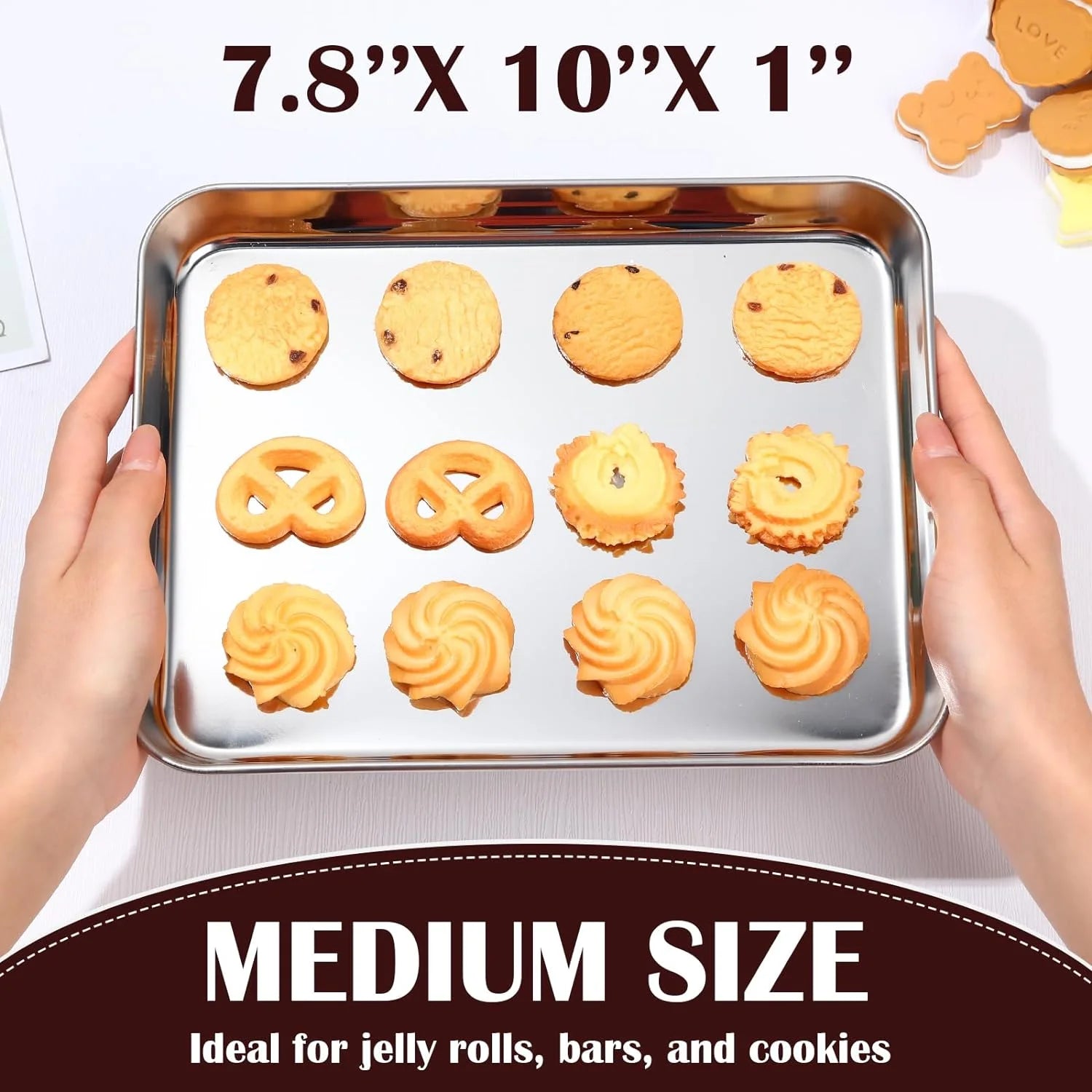 Set of 24 Stainless Steel Baking Sheet Pans 8 x 10 Inch E835249