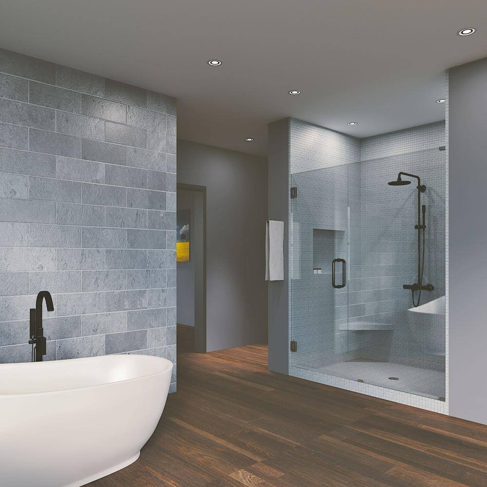 Matte Black Hinged Frameless Shower Door Y965